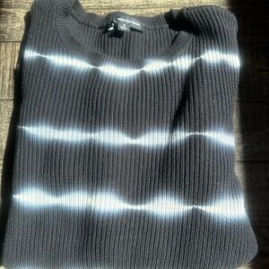 INC International Concepts Black and White Crew Neck Sweater